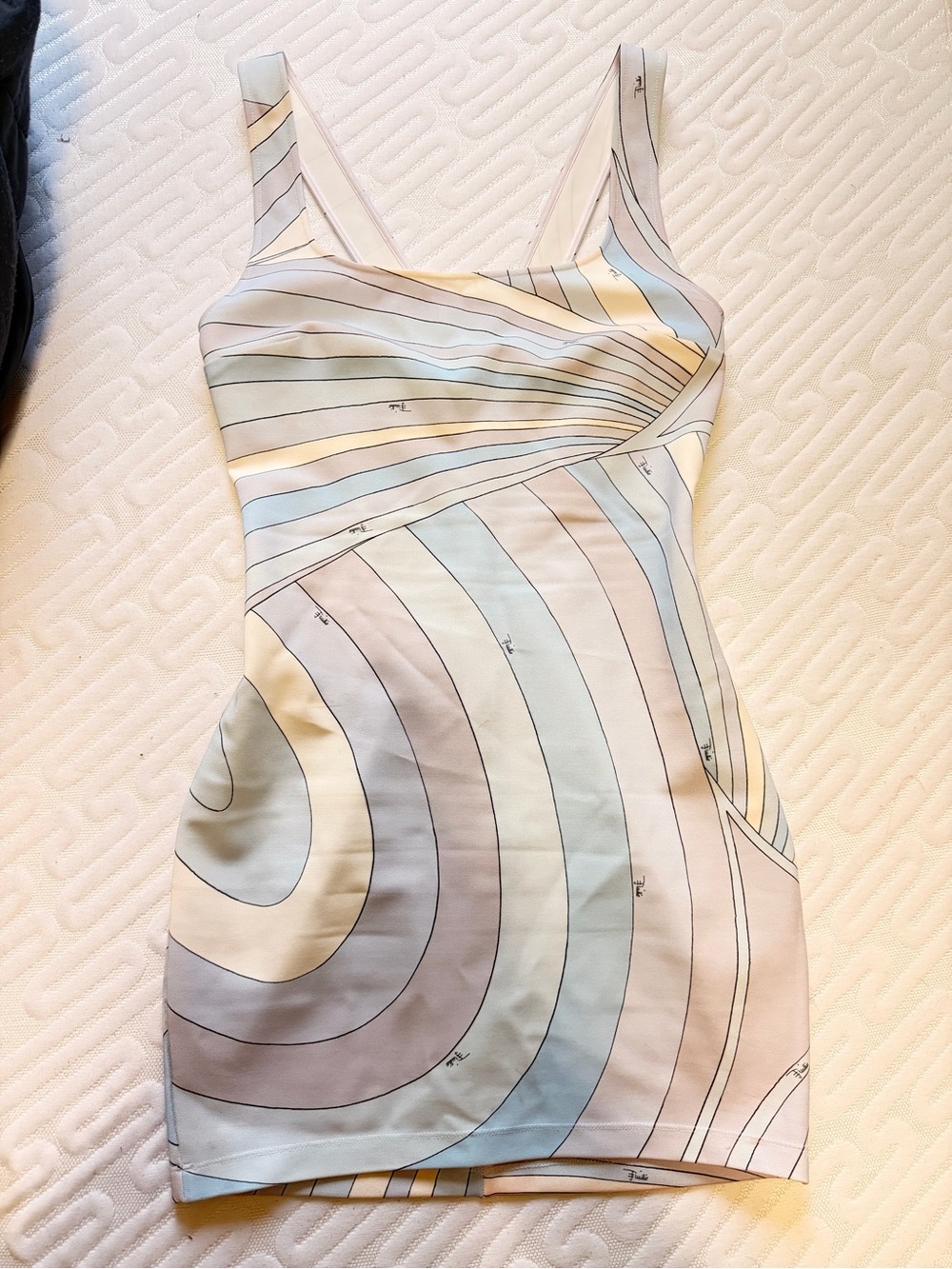 Emilio Pucci Pastel Swirl Mini Slip Dress in Light Blue and Cream - Picture 3 of 4